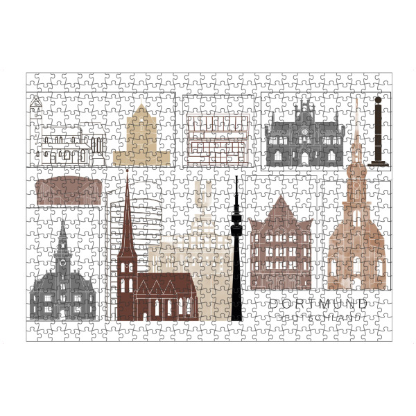 Puzzle Ravensburger "Dortmund skyline black & brown" artboxONE - Städte,Reise,Architektur,Kartografie