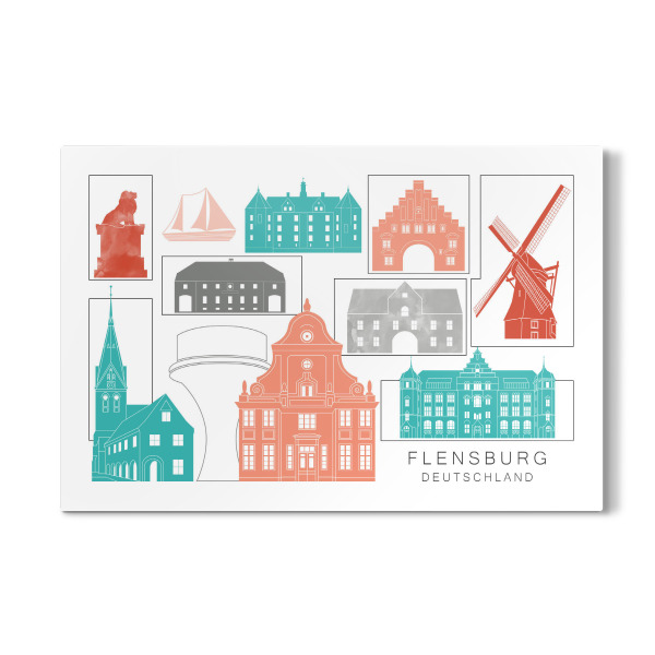 Galerie-Print "Flensburg skyline coral" 30x20 cm artboxONE