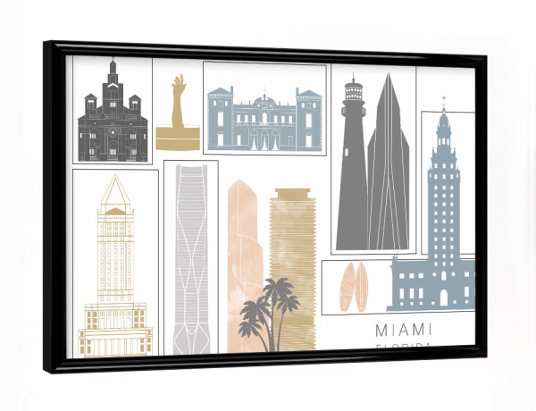 Poster mit schwarzem Rahmen "Miami skyline earth" artboxONE - Städte,Reise,Architektur,Kartografie