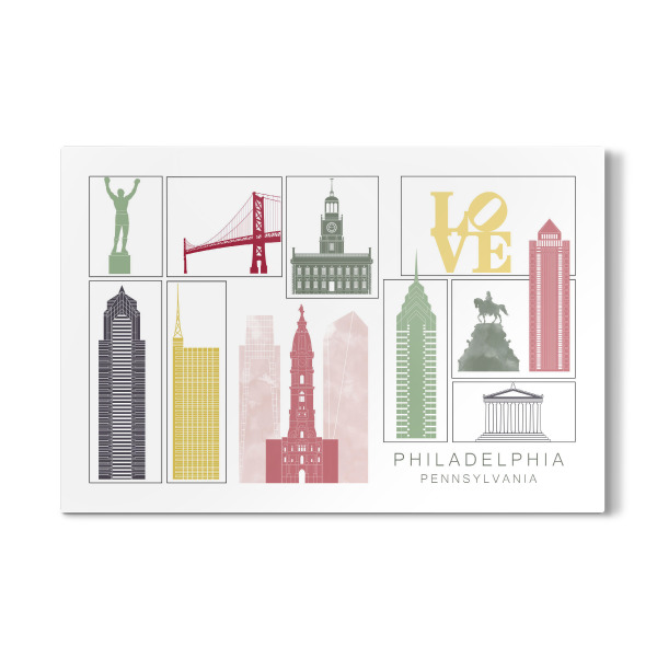 Galerie-Print "Philadelphia skyline burgundy" 30x20 cm artboxONE