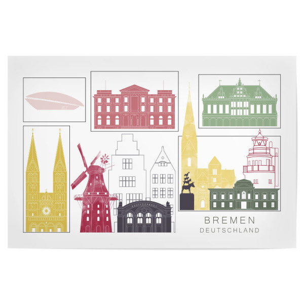 Poster 30x20 cm "Bremen skyline burgundy" artboxONE - Städte,Reise,Architektur,Kartografie