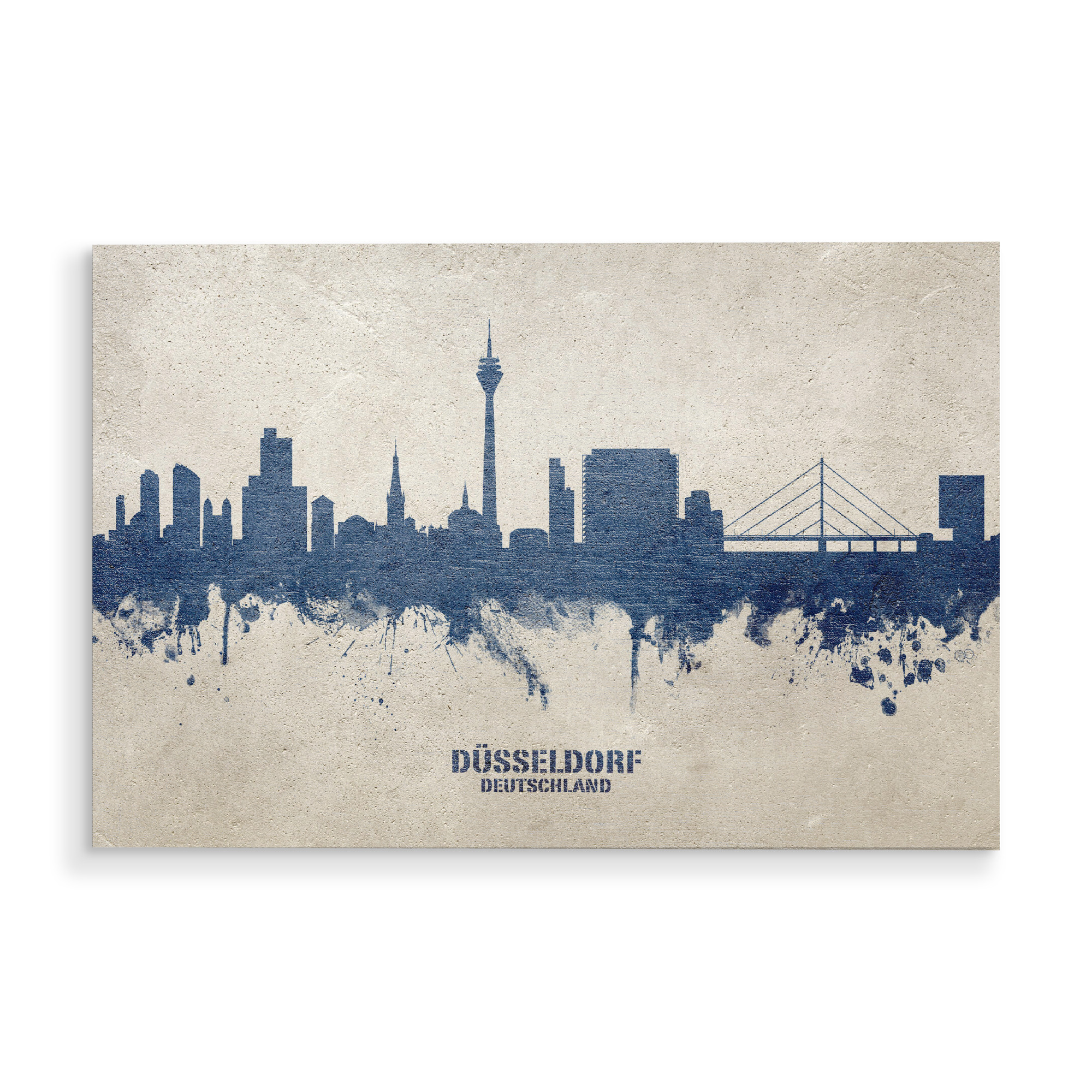 Holzbild "Düsseldorf Skyline PaintBlue" artboxONE - Städte,Städte / Düsseldorf