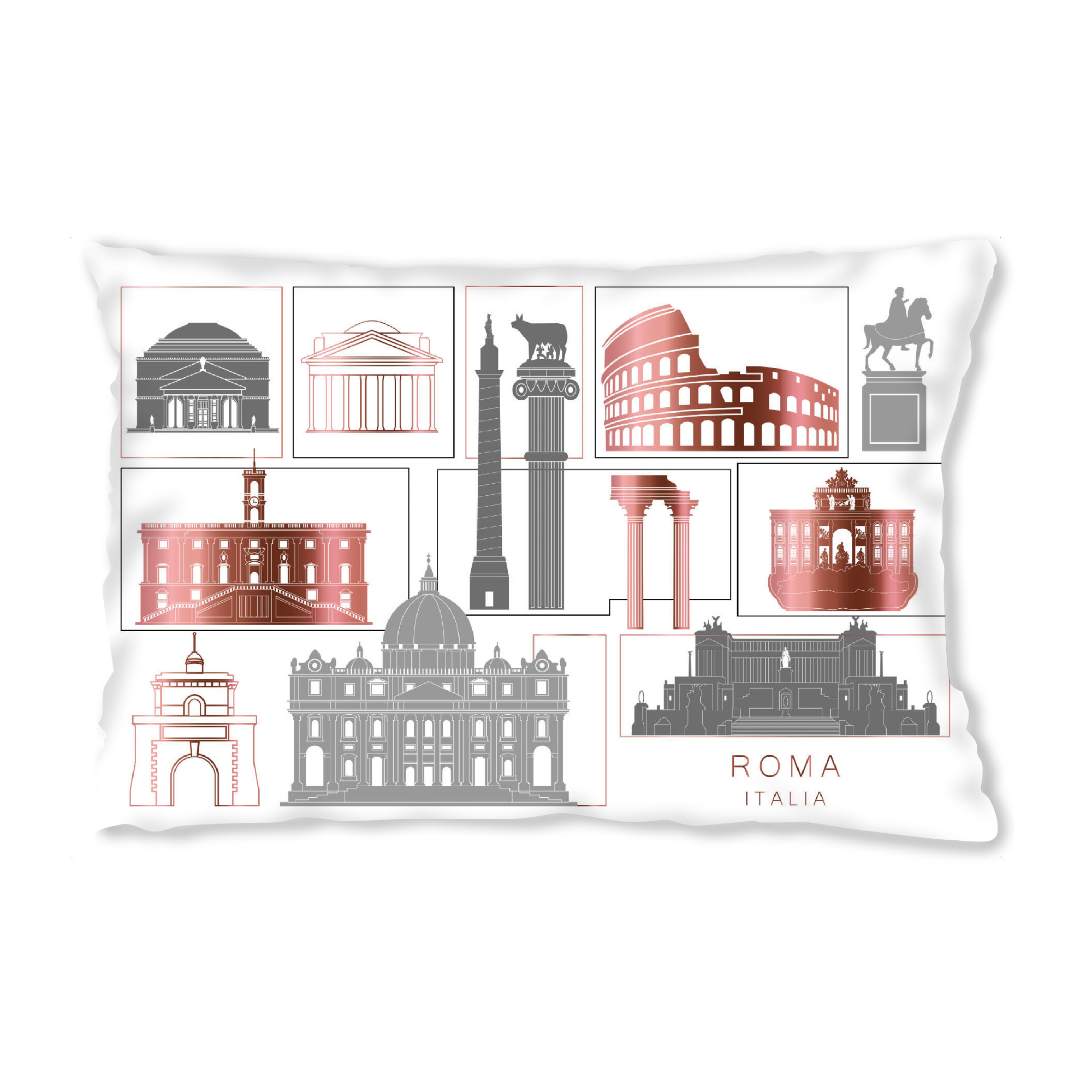 Design-Kissen "Rome skyline, rosegold" artboxONE - Städte,Reise,Architektur,Städte / Rom,Kartografie