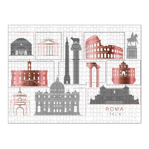 Puzzle Ravensburger "Rome skyline, rosegold" artboxONE - Städte,Reise,Architektur,Städte / Rom,Kartografie