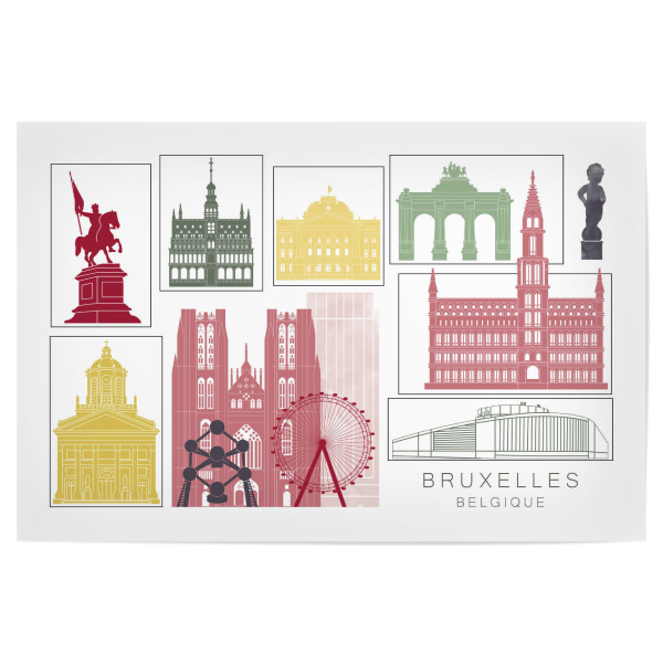 Poster "Brussels skyline burgundy" artboxONE - Städte,Reise,Architektur,Kartografie