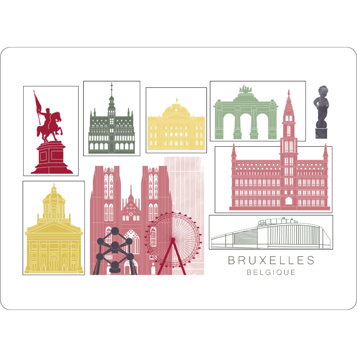Tischset "Brussels skyline burgundy" artboxONE - Städte,Reise,Architektur,Kartografie