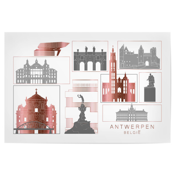 Poster "Antwerp skyline rosegold" artboxONE - Städte,Reise,Architektur,Kartografie