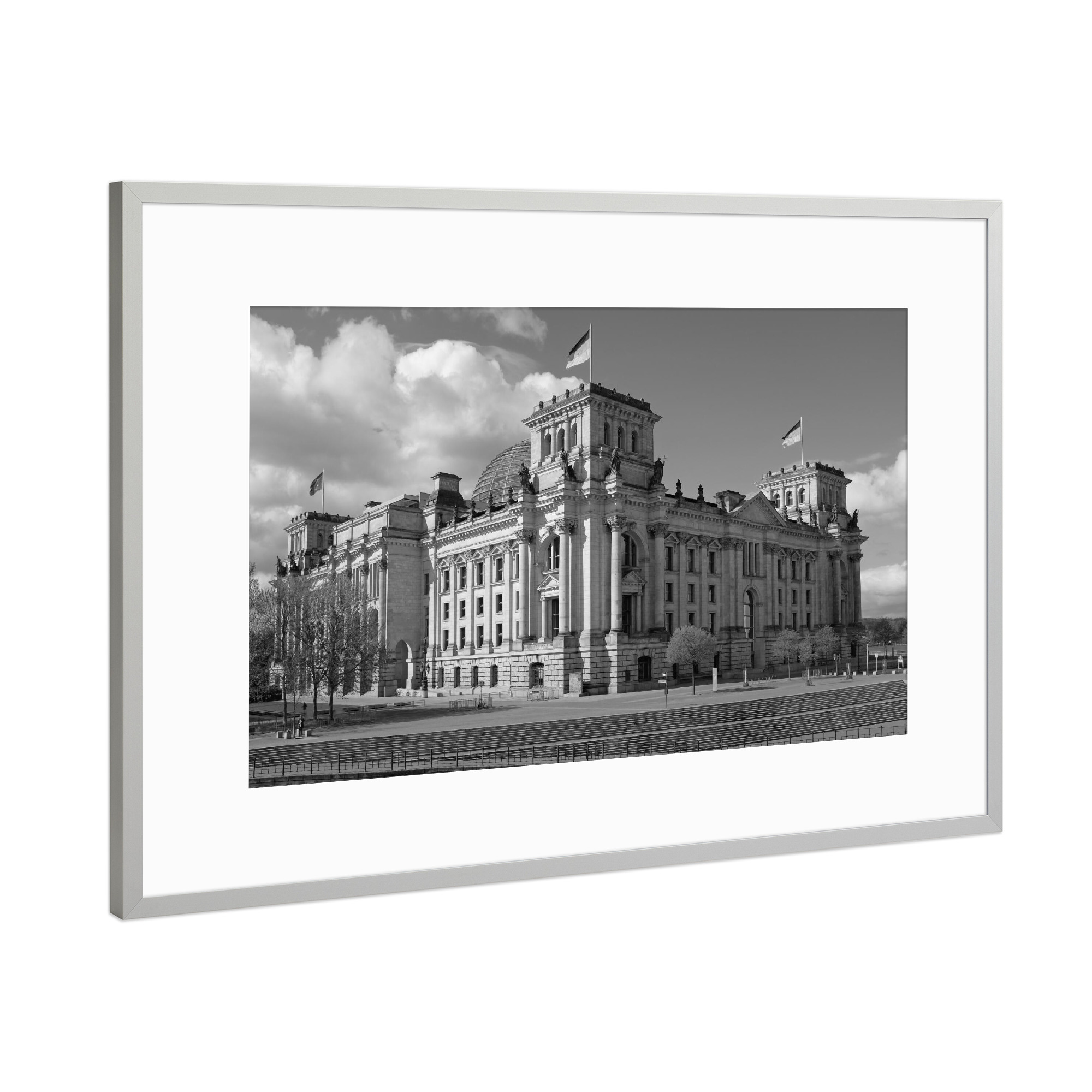 Poster mit Rahmen Silber "Berliner Reichstagsgebäude" artboxONE - Städte,Städte / Berlin,Architektur