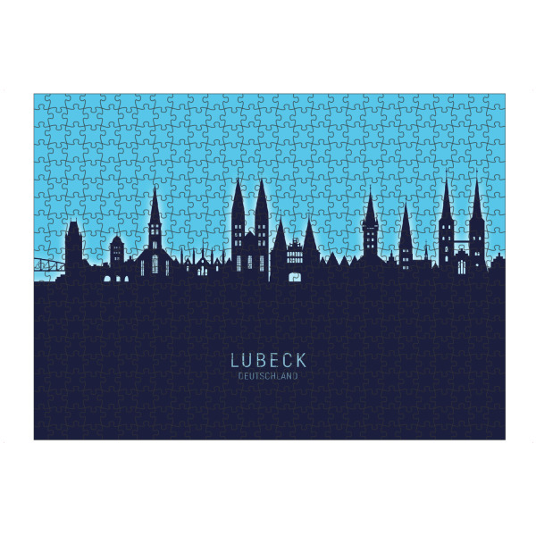 artboxONE Puzzle "Lubeck Germany Skyline Glow Blue" artboxONE - Städte