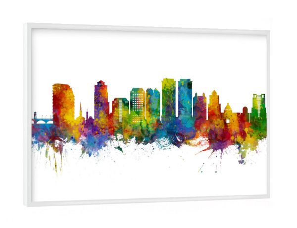 Poster mit weißem Rahmen "West Palm Beach Florida Skyline" artboxONE - Städte