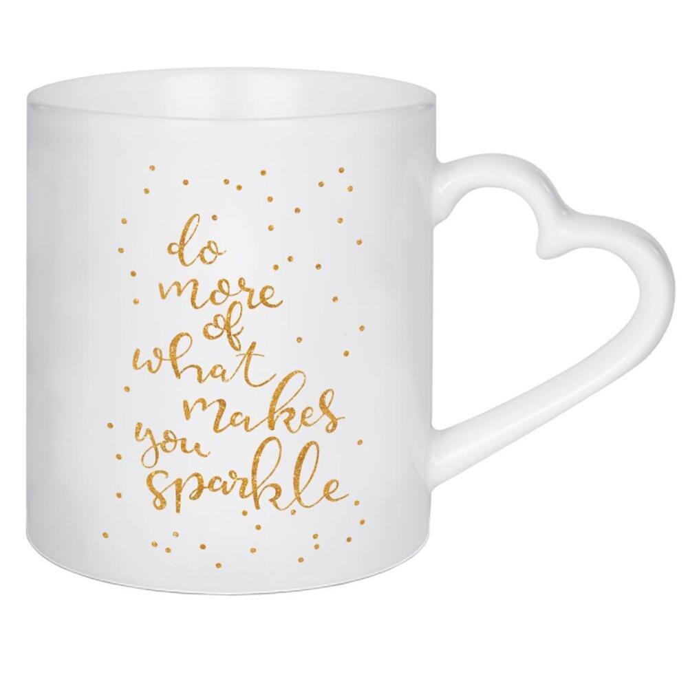 Herztasse "Make You Sparkle" artboxONE - Typografie - Glitzer,Typografie,Glitzer,Handletterring,Funkeln,Scheinen