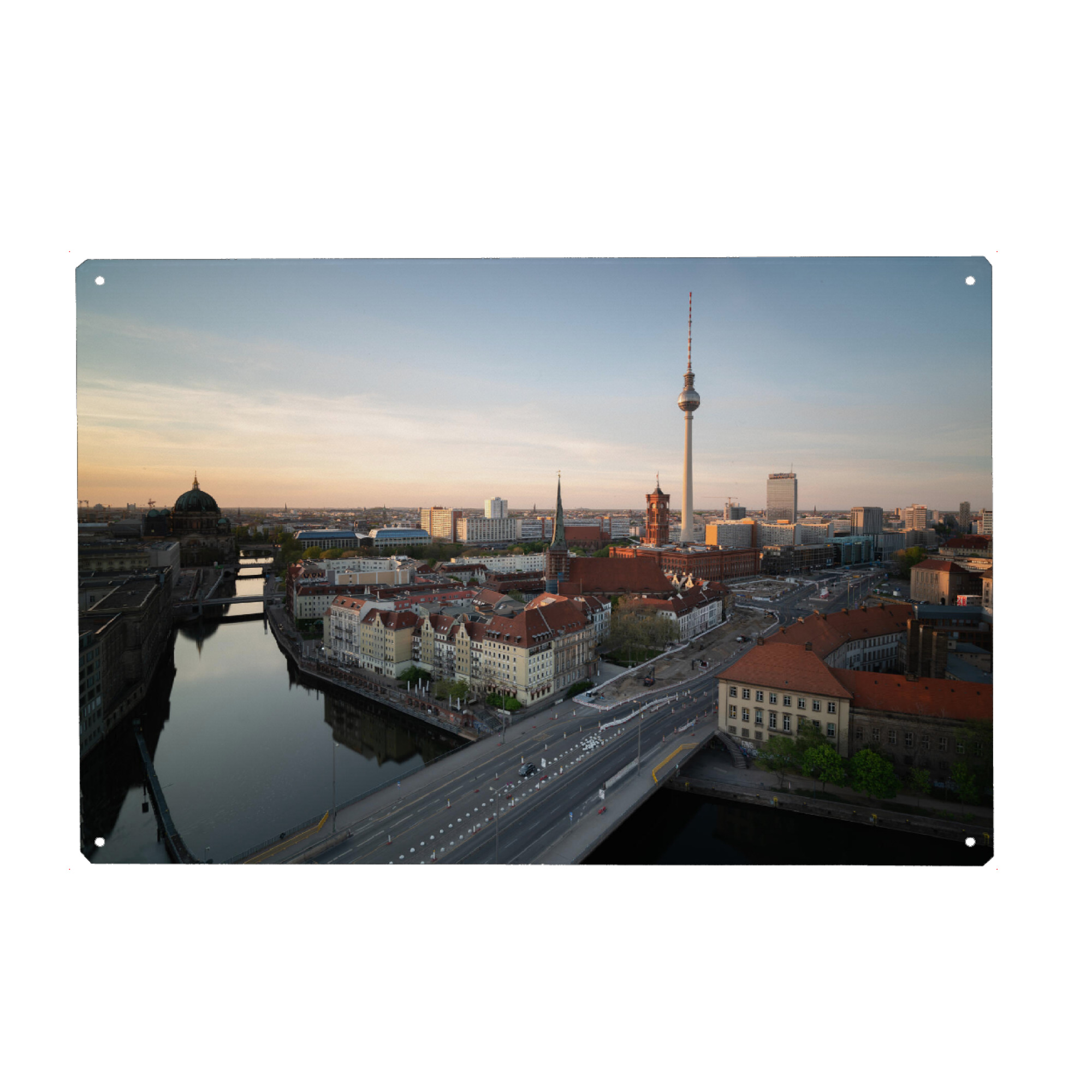 Metall Poster "Berlin Fischerinsel Panorama" artboxONE - Städte,Städte / Berlin,Reise,Architektur,Reise / Länder