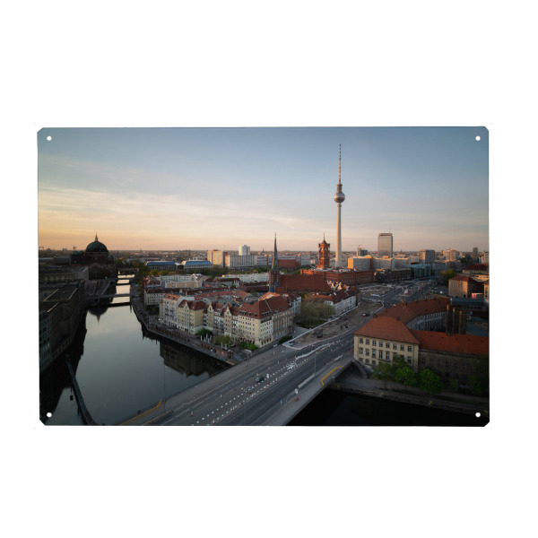 Holzbild "Berlin Fischerinsel Panorama" artboxONE - Städte,Städte / Berlin,Reise,Architektur,Reise / Länder