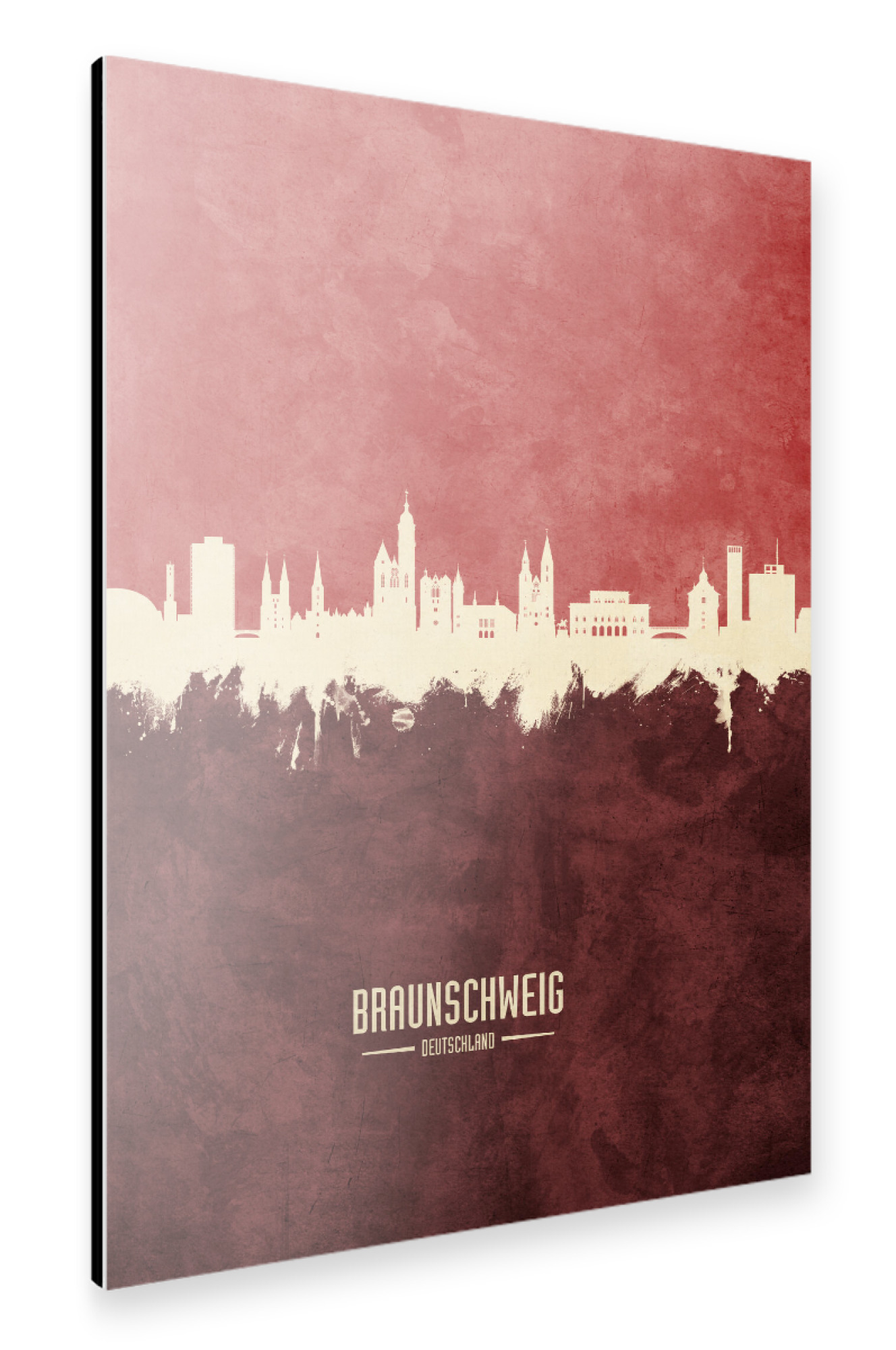 Alu-Dibond "Braunschweig Skyline Dark Red" 75x50 cm artboxONE