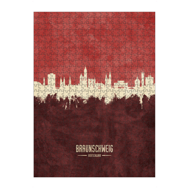 Puzzle Ravensburger "Braunschweig Skyline Dark Red" artboxONE - Städte