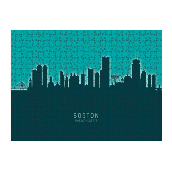 Puzzle Ravensburger "Boston Skyline Glow Teal" artboxONE - Städte,Städte / Boston