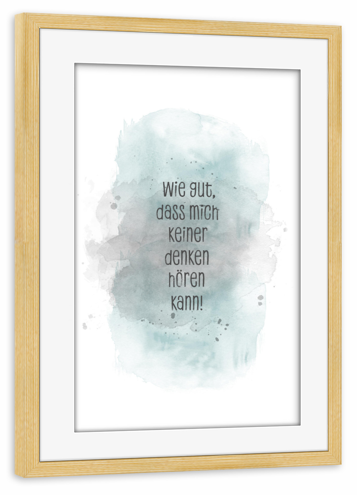 Poster mit Rahmen kiefer "Eigene Gedanken - türkis" artboxONE - Typografie,Lustig