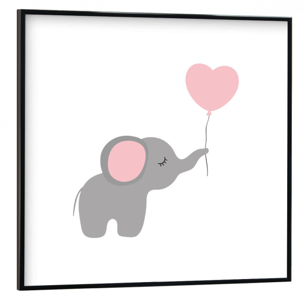 Poster mit schwarzem Rahmen 30x30 cm "Baby Elefant mit Herz" artboxONE - Natur,Für Kinder,Tiere