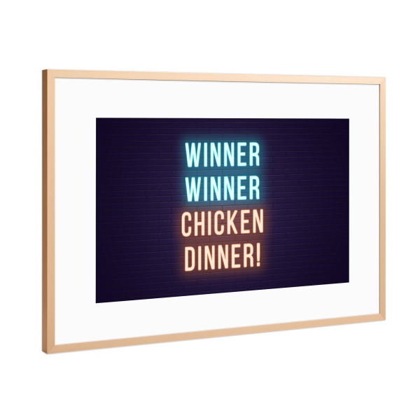 Poster mit Rahmen Kupfer "Chicken Dinner" artboxONE - Typografie,Essen & Trinken,Menschen,Festivals