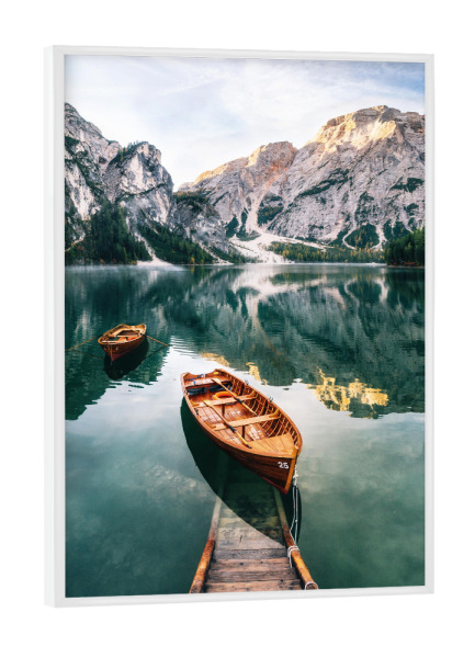 Poster mit weißem Rahmen "Boat in a lake" artboxONE - Natur,Reise,Reise / Länder