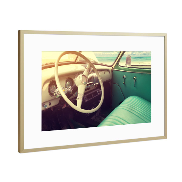 Poster mit Rahmen Gold "Summer trip" artboxONE - Natur,Reise,Reise / Strand und Meer,Automobile,Männer