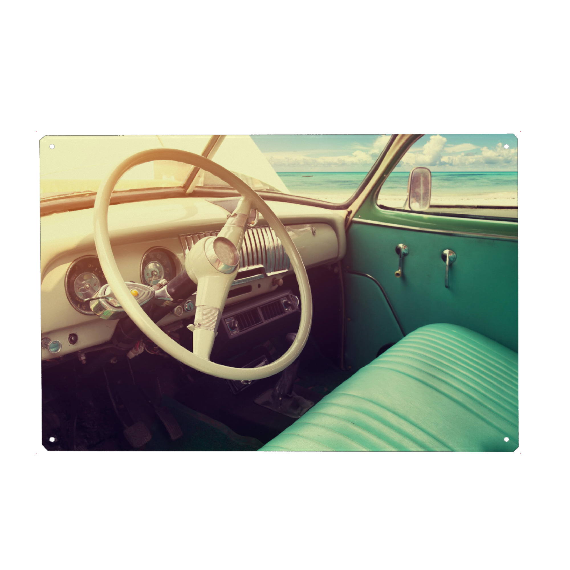 Metall Poster "Summer trip" artboxONE - Natur,Reise,Reise / Strand und Meer,Automobile,Männer