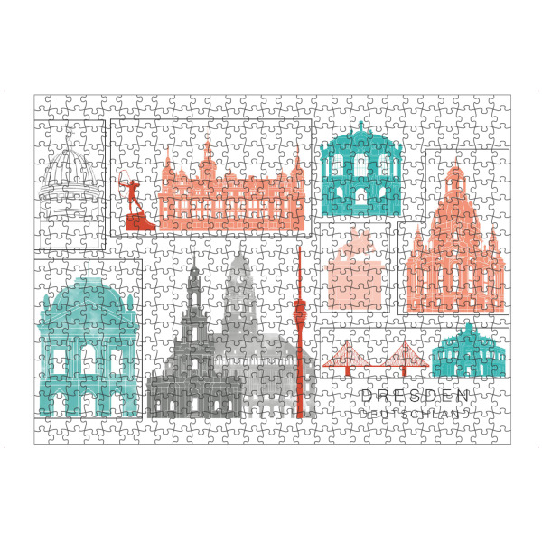Puzzle Ravensburger "Dresden skyline coral" artboxONE - Städte,Reise,Architektur,Städte / Dresden,Kartografie
