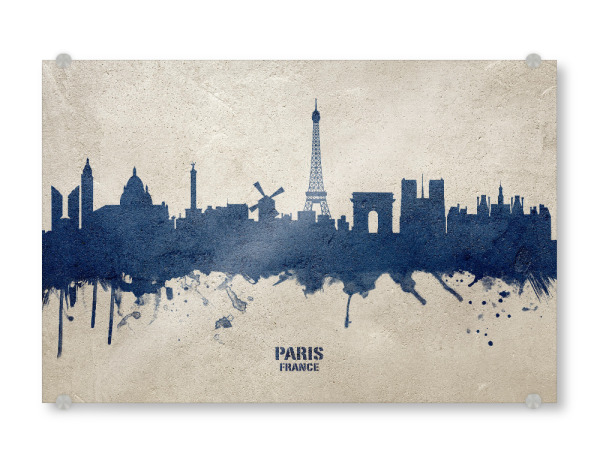 Acrylglasbild "Paris France Skyline PaintBlue" artboxONE - Städte,Städte / Paris