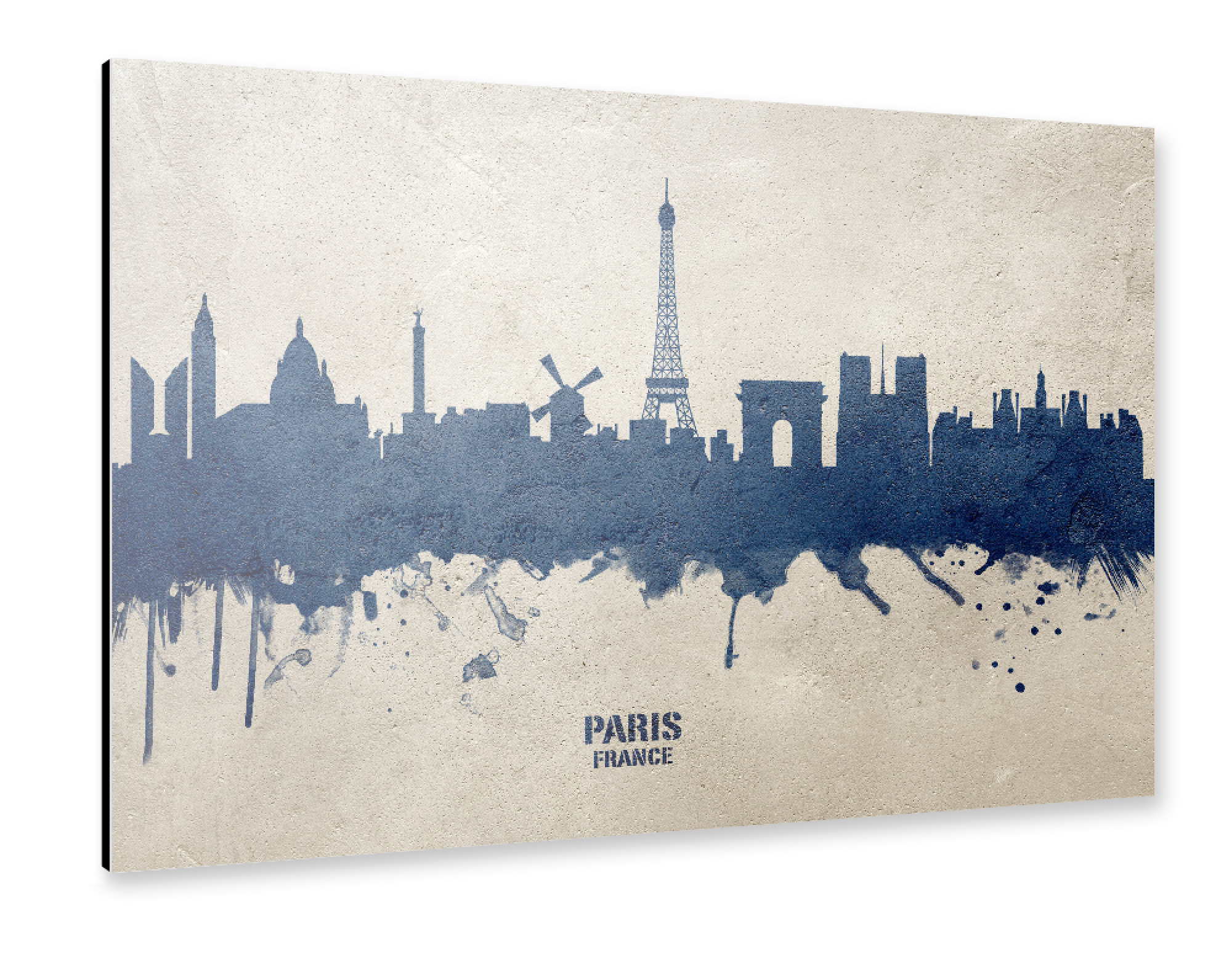 Alu-Dibond "Paris France Skyline PaintBlue" 30x20 cm artboxONE
