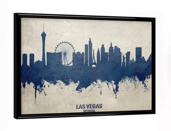 Poster mit schwarzem Rahmen "Las Vegas Nevada Skyline PaintBlue" artboxONE - Städte,Städte / Las Vegas