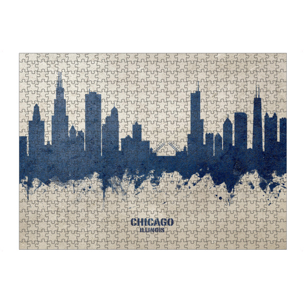 Puzzle Ravensburger "Chicago Illinois Skyline PaintBlue" artboxONE - Städte,Städte / Chicago