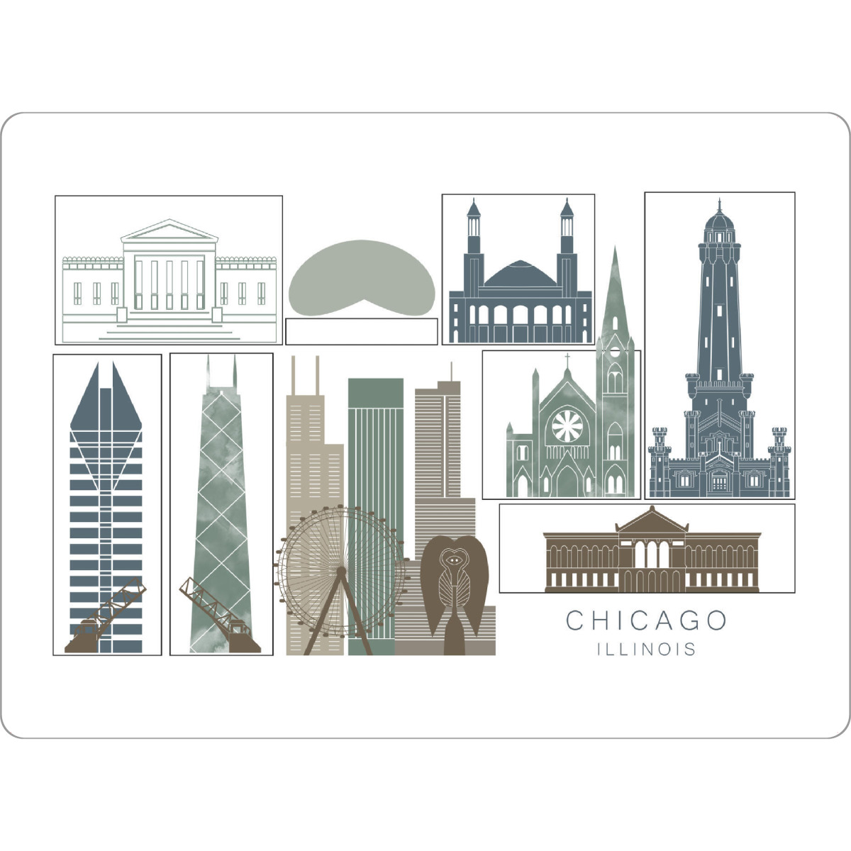 Tischset "Chicago skyline, navy" artboxONE - Städte,Reise,Architektur,Städte / Chicago,Kartografie