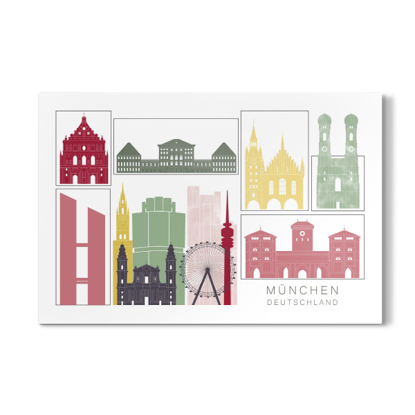 Galerie-Print "Munich skyline, burgundy" 30x20 cm artboxONE