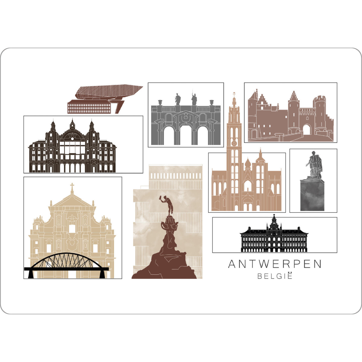 Tischset "Antwerp skyline black & brown" artboxONE - Städte,Reise,Architektur,Kartografie
