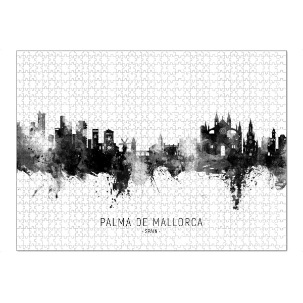 Puzzle Ravensburger "Palma de Mallorca Skyline BW Text" artboxONE - Städte