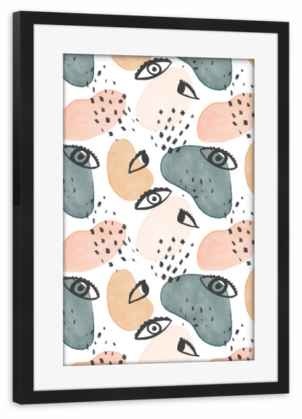 Poster mit Rahmen schwarz "Painterly Eyes Pattern" artboxONE - Fashion