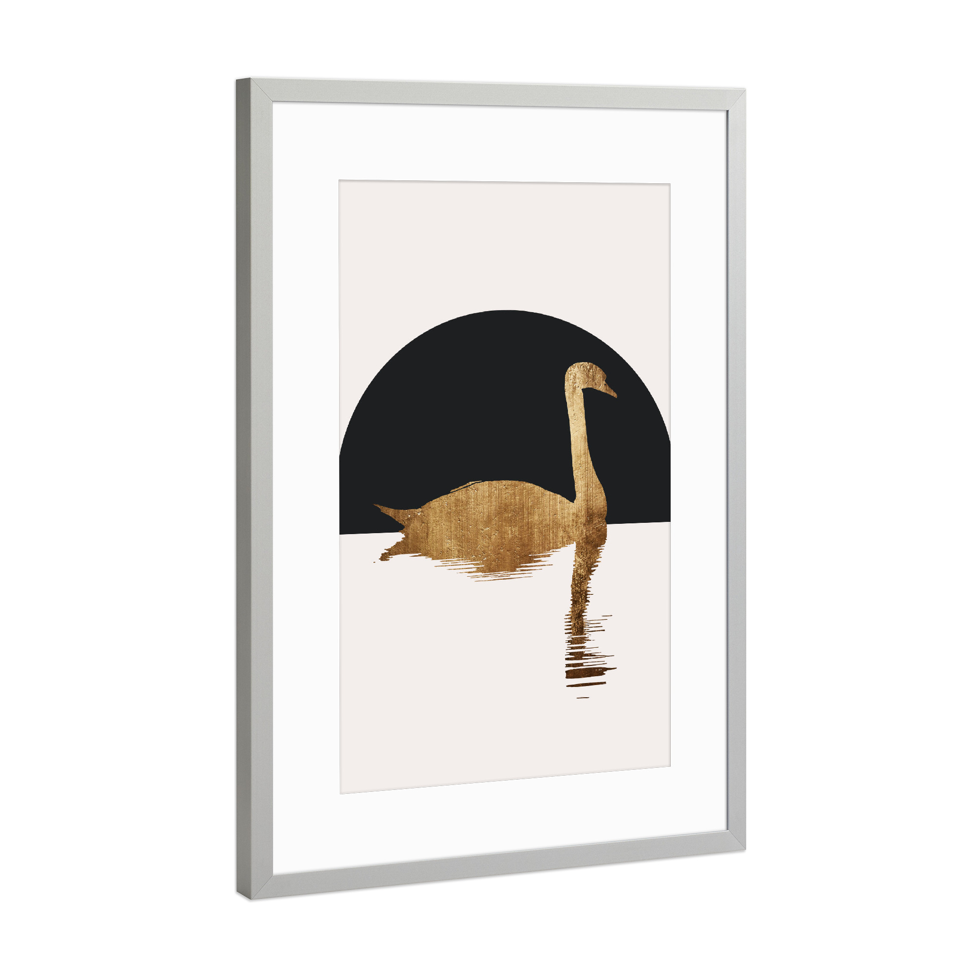 Poster mit Rahmen Silber "The Swan" artboxONE - Natur,Tiere,Abstrakt