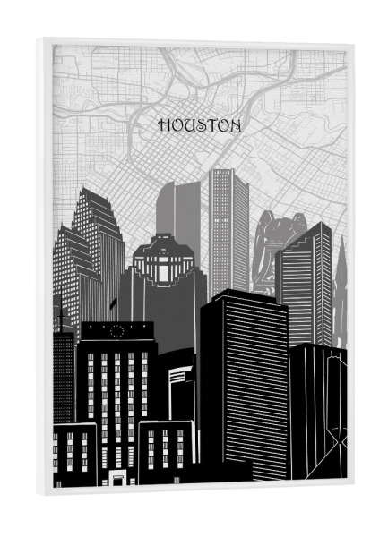 Poster mit weißem Rahmen "Houston cityscape map" artboxONE - Städte,Reise,Architektur,Kartografie