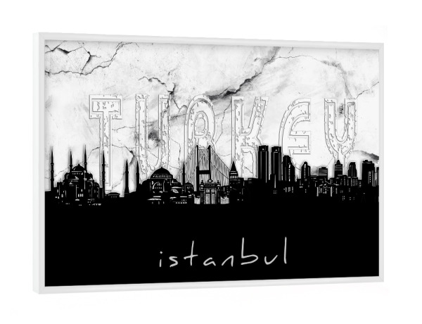 Poster mit weißem Rahmen "Istanbul skyline marble" artboxONE - Städte,Reise,Architektur,Städte / Istanbul,Marmor