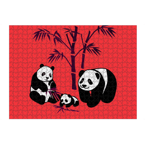 artboxONE Puzzle "Panda Familie rot" artboxONE - Für Kinder,Tiere,Lustig