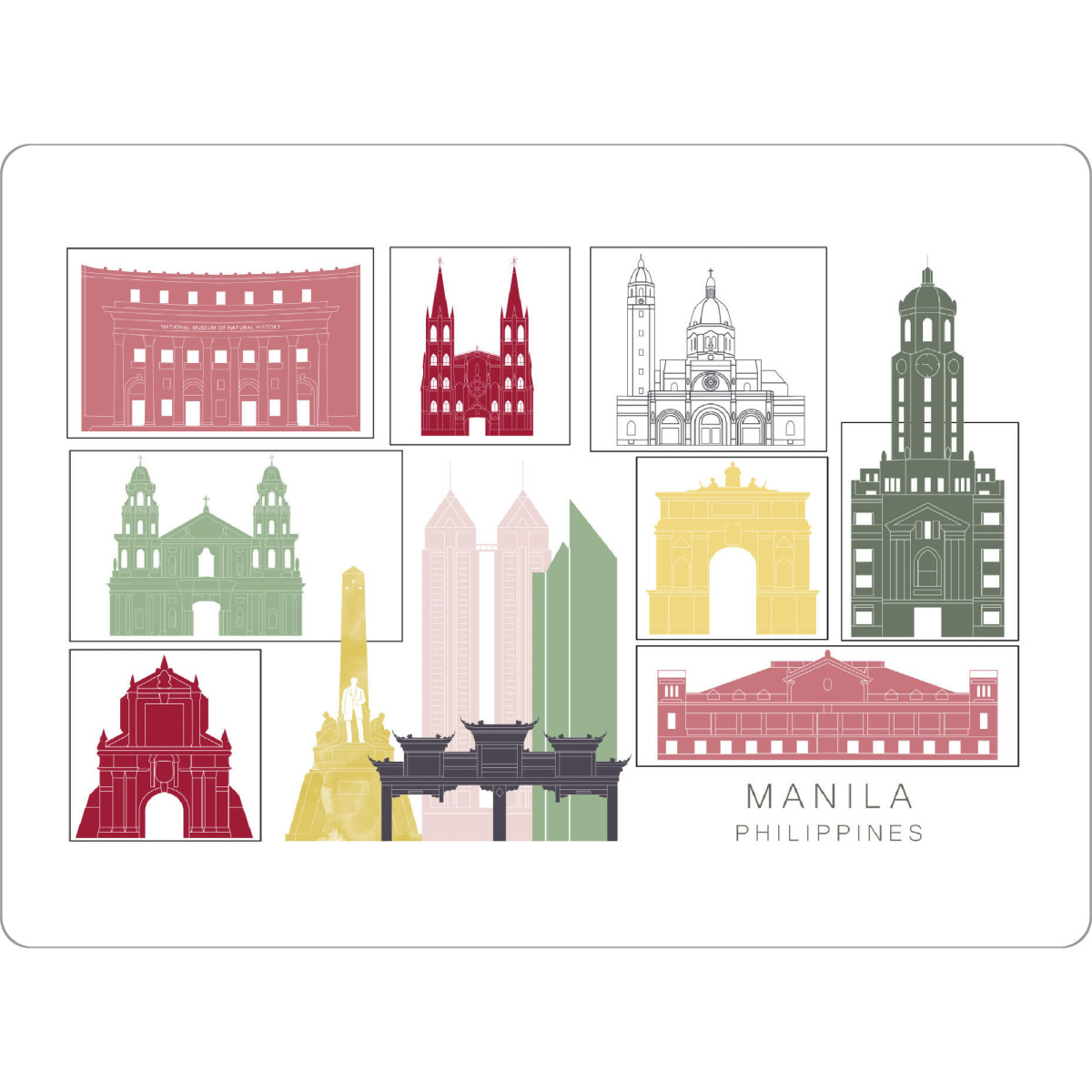 Tischset "Manila skyline burgundy" artboxONE - Städte,Reise,Architektur,Kartografie