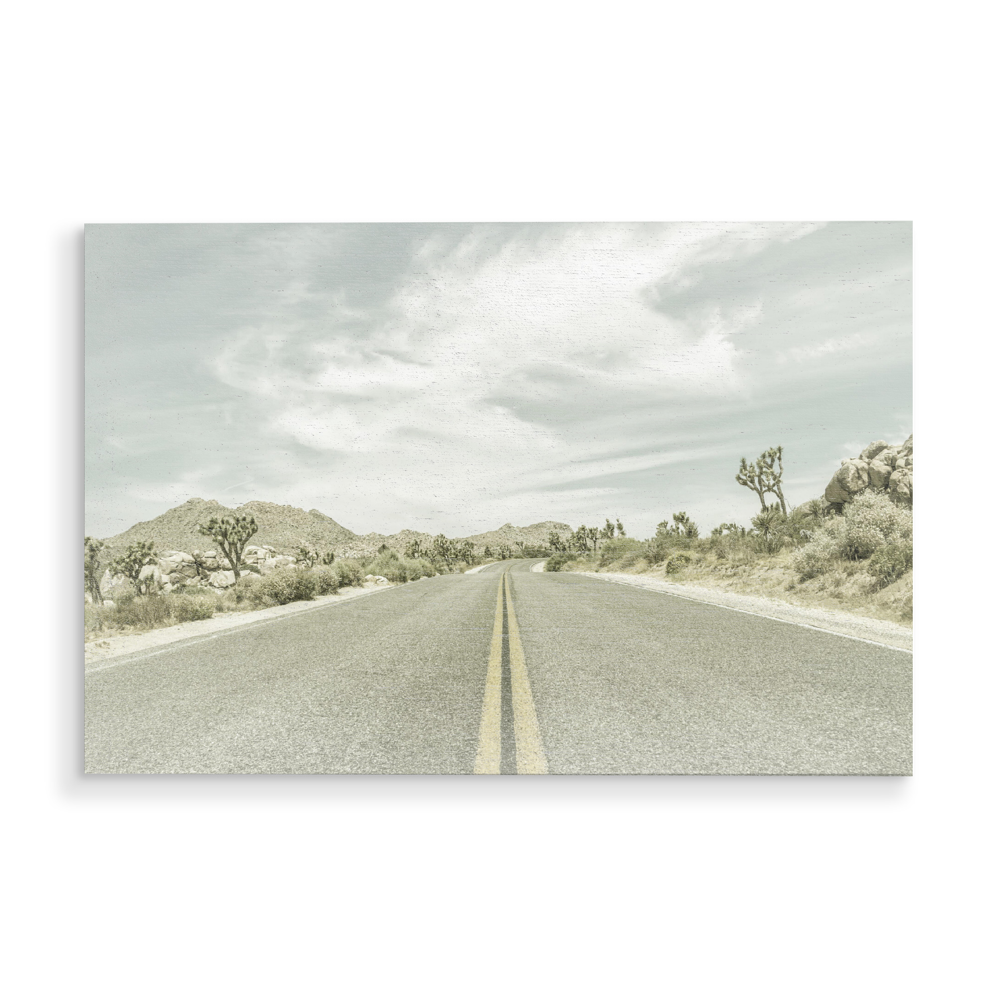 Holzbild "Landstraße mit Joshua Trees" artboxONE - Natur,Reise / Länder