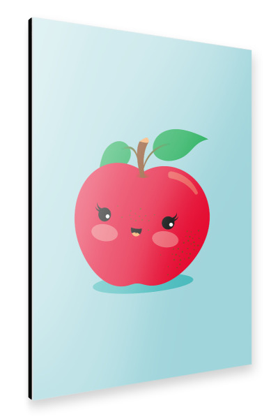 Alu-Dibond "Kawaii-Illustration Apfel-Lächeln" 30x20 cm artboxONE