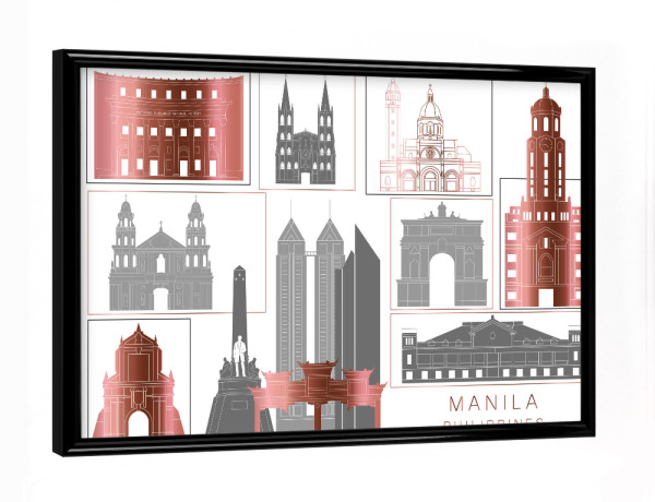 Poster mit schwarzem Rahmen "Manila skyline rosegold" artboxONE - Städte,Reise,Architektur,Kartografie