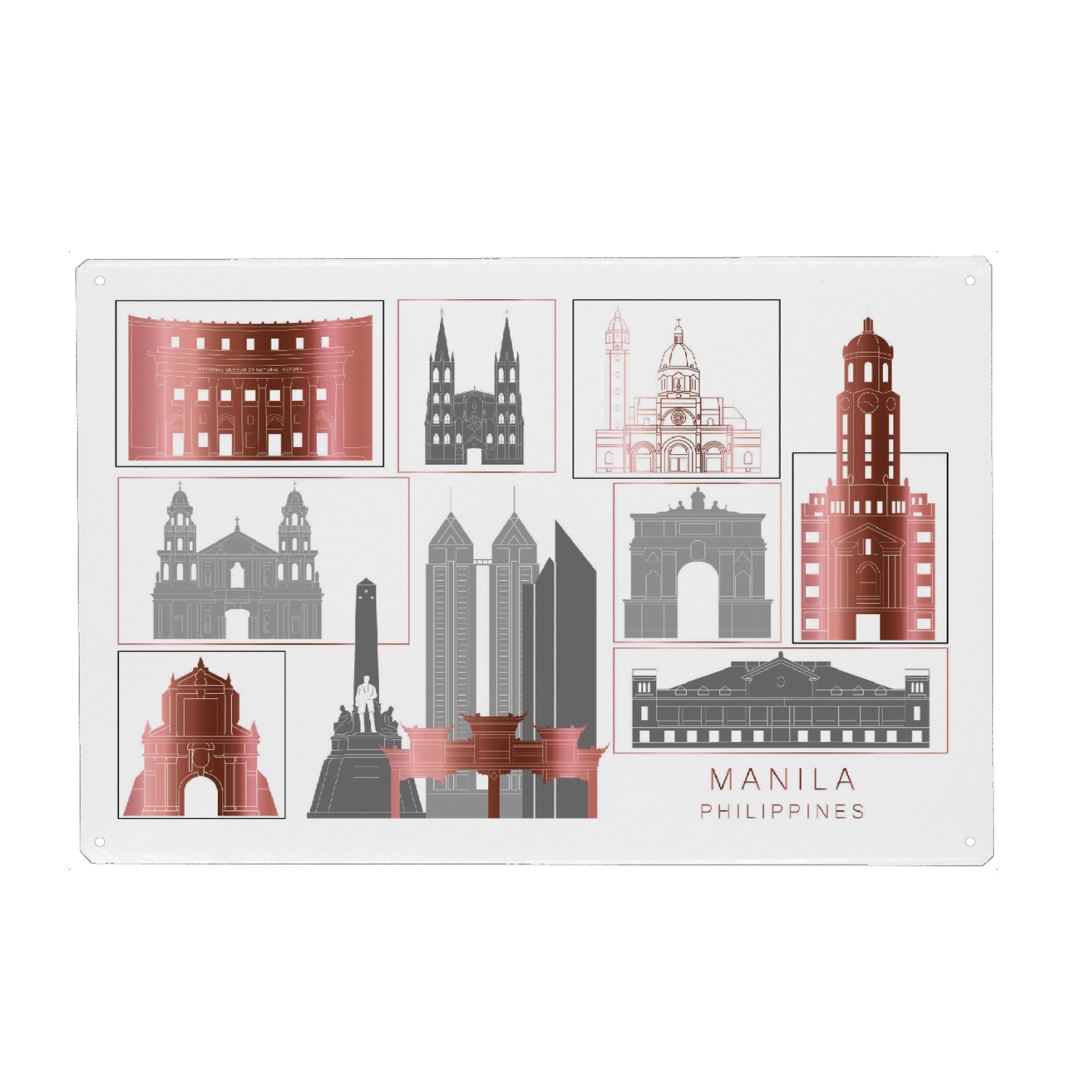 Metall Poster "Manila skyline rosegold" artboxONE - Städte,Reise,Architektur,Kartografie