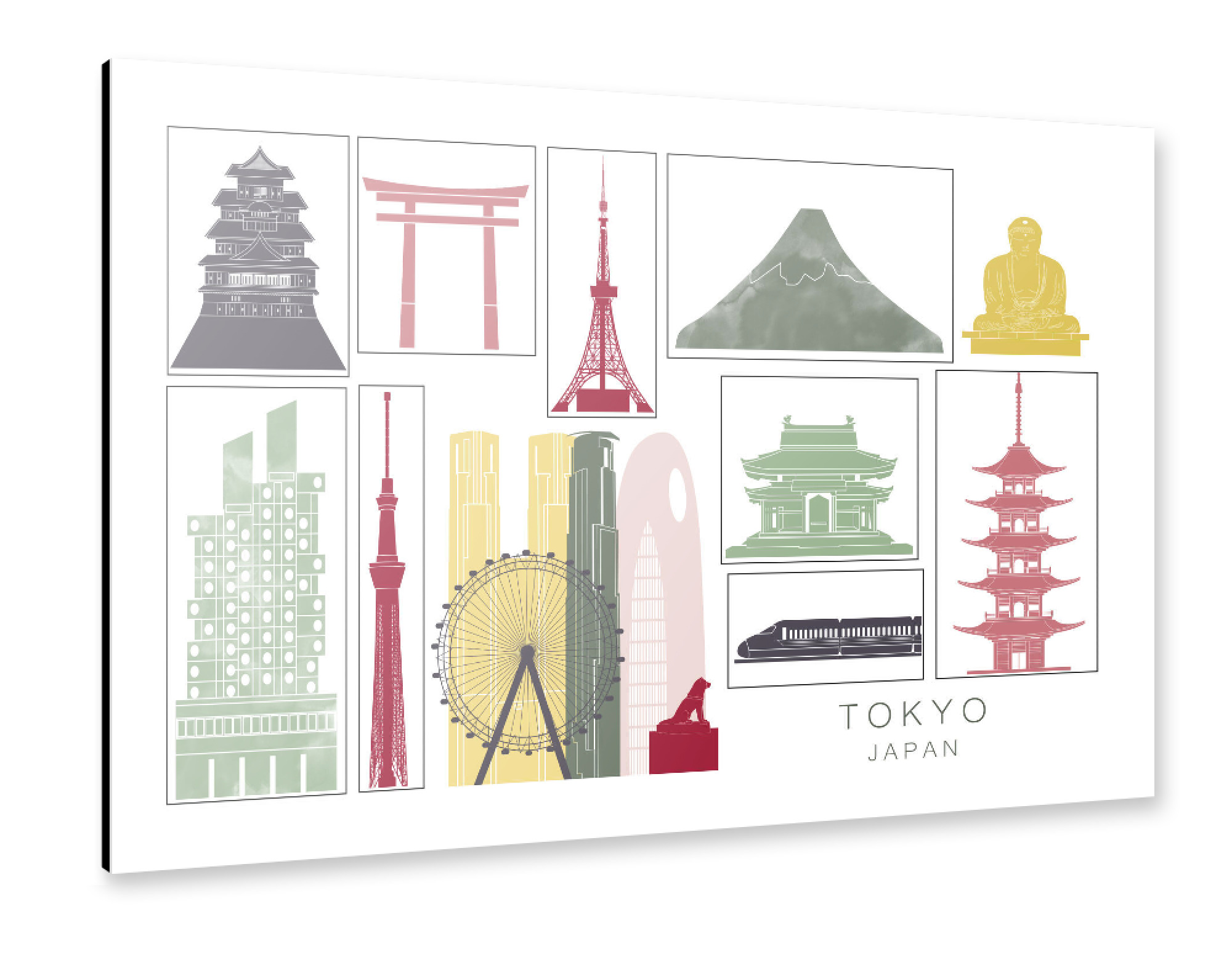 Alu-Dibond "Tokyo skyline burgundy" 75x50 cm artboxONE