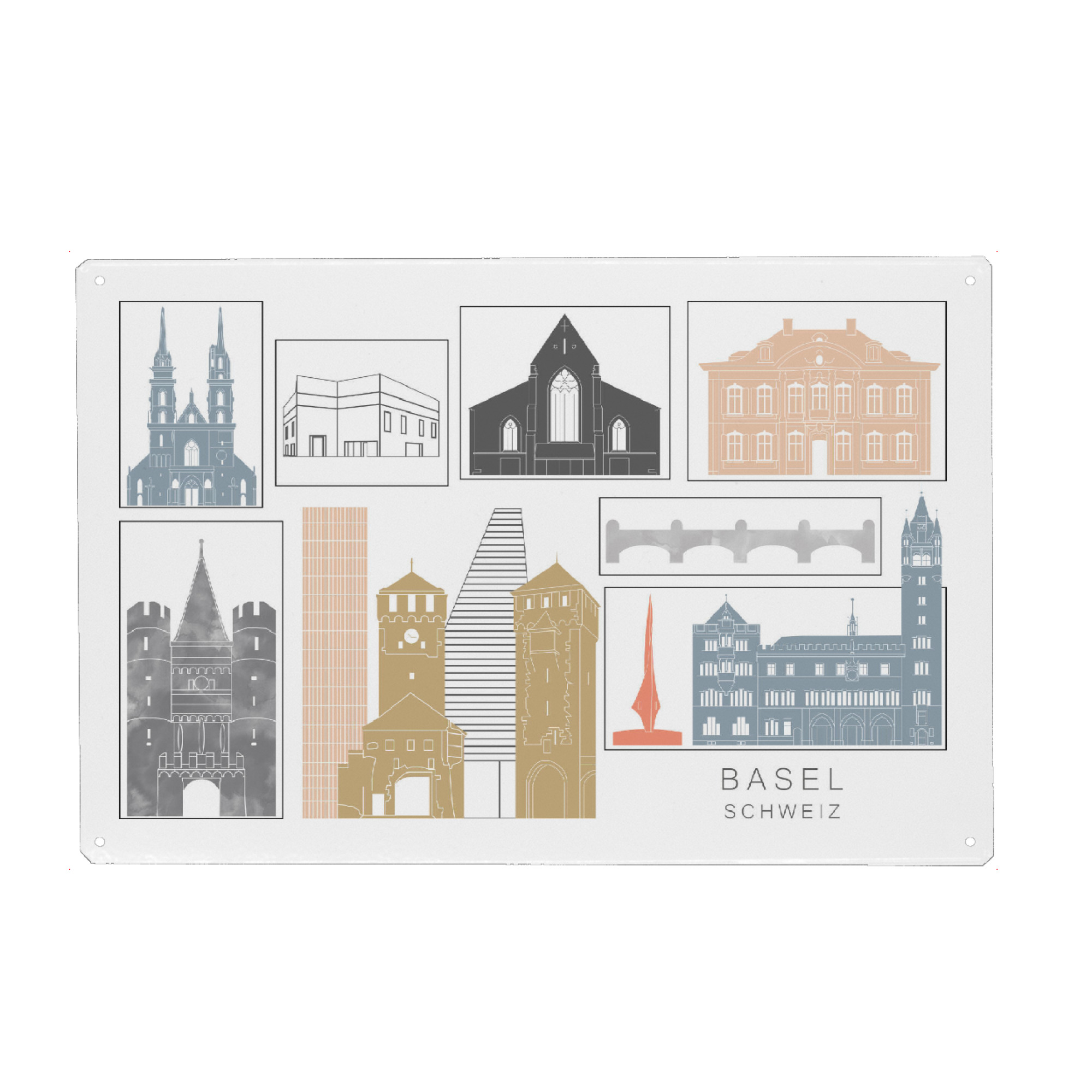 Metall Poster "Basel skyline earth" artboxONE - Städte,Reise,Architektur,Kartografie