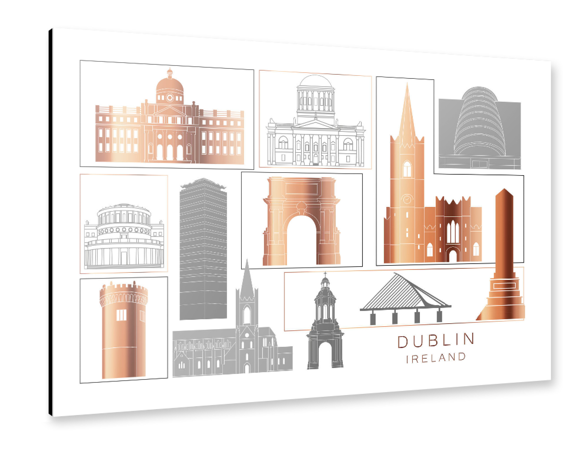 Alu-Dibond "Dublin skyline copper" 75x50 cm artboxONE
