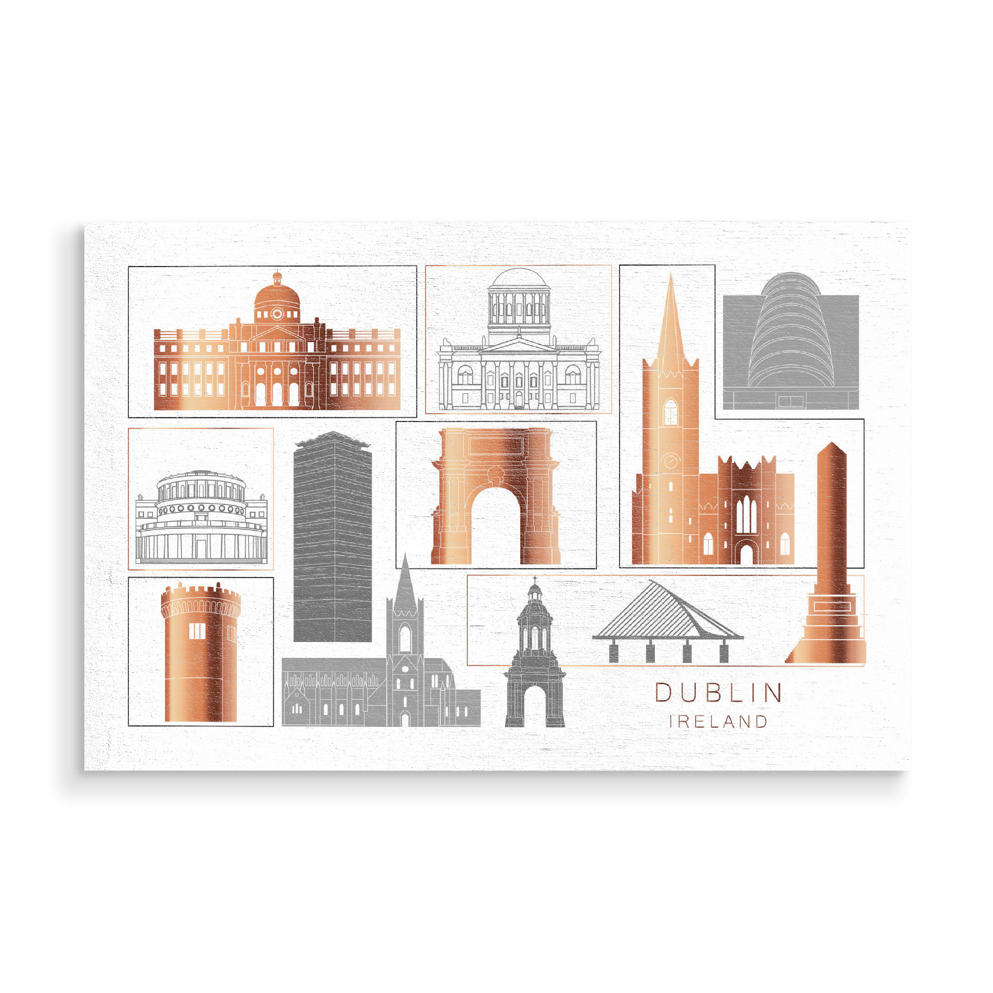 Holzbild "Dublin skyline copper" artboxONE - Städte,Reise,Architektur,Kartografie
