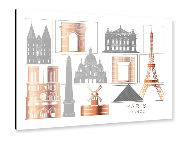 Alu-Dibond "Paris skyline copper" 30x20 cm artboxONE